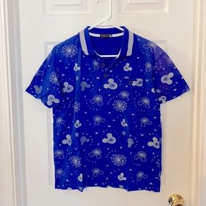 Micky Mouse Print Blue Mens Polo Shirt